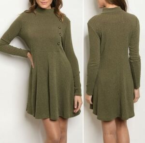 Trend Setter Diva Boutique Olive Green Long Sleeve Sweater Dress NWT Medium